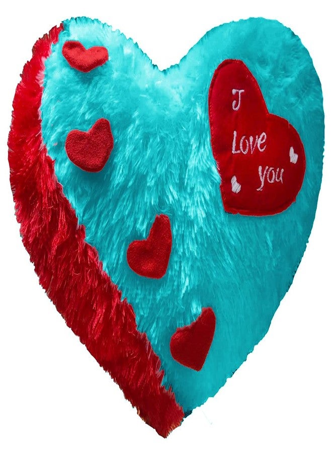 PICKKART Love Heart Shape Soft Plush Pillow, Gift for Valentine Day Someone Special, Size : 37 cm X 30 cm (Light Blue) - Image 1
